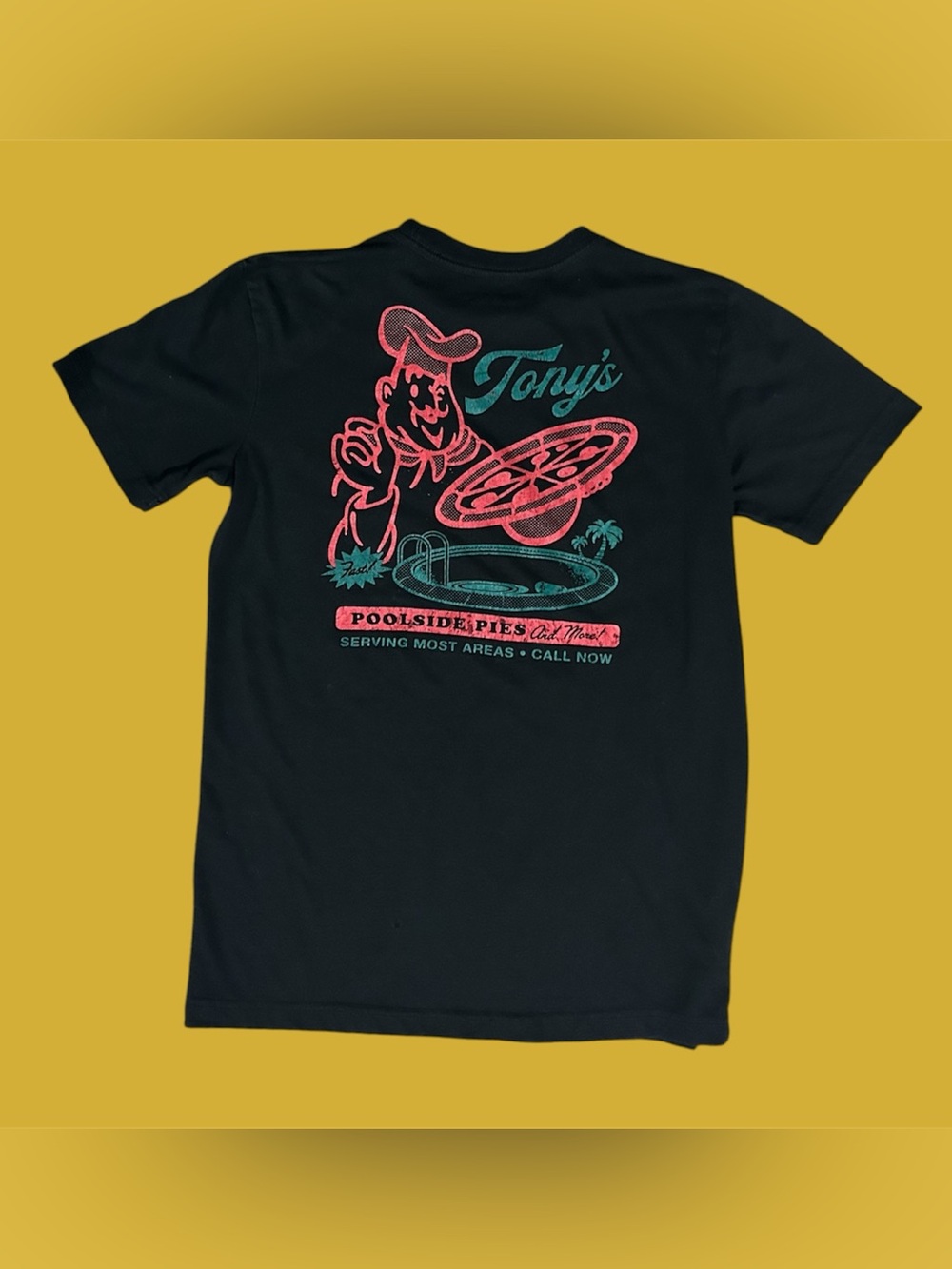 Men's Tony Hawk Tony's Pizza Graphic Tee - Black Green & Red Size Small